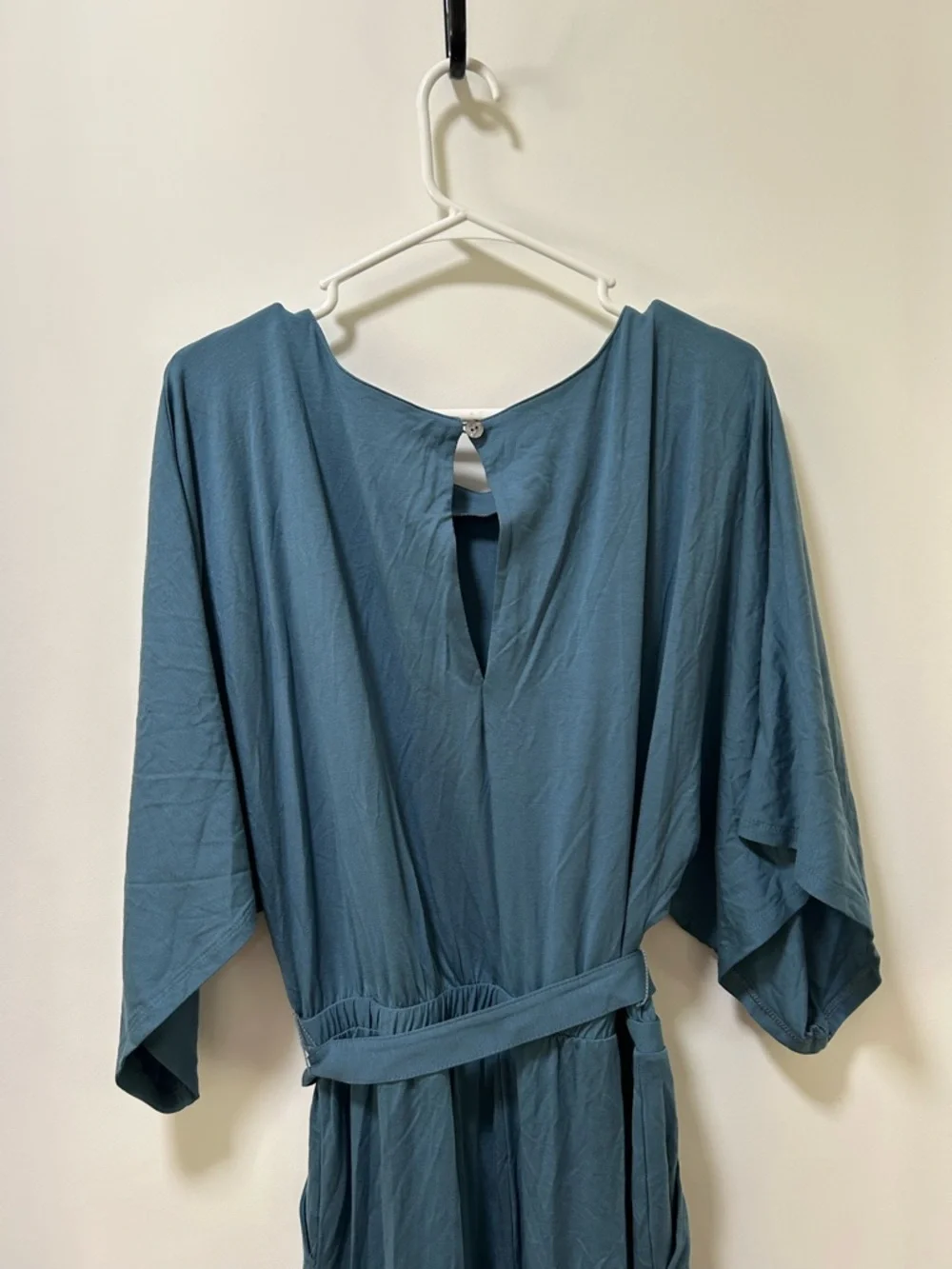 Garnet Hill Blue Kimono Sleeve Jumpsuit Size Medium